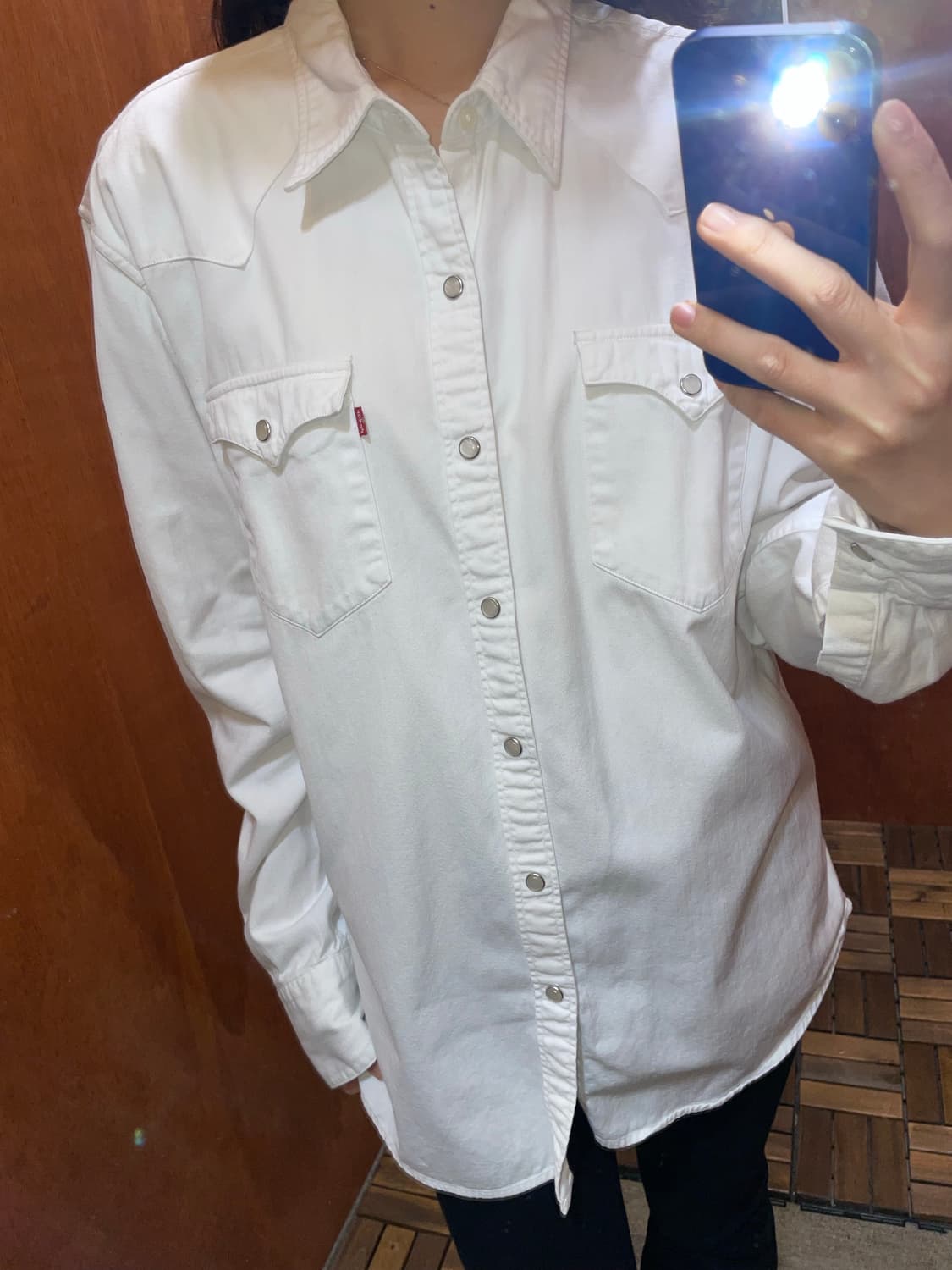(L) Levi's 리바이스 코튼 화이트 웨스턴 셔츠 상품이미지2