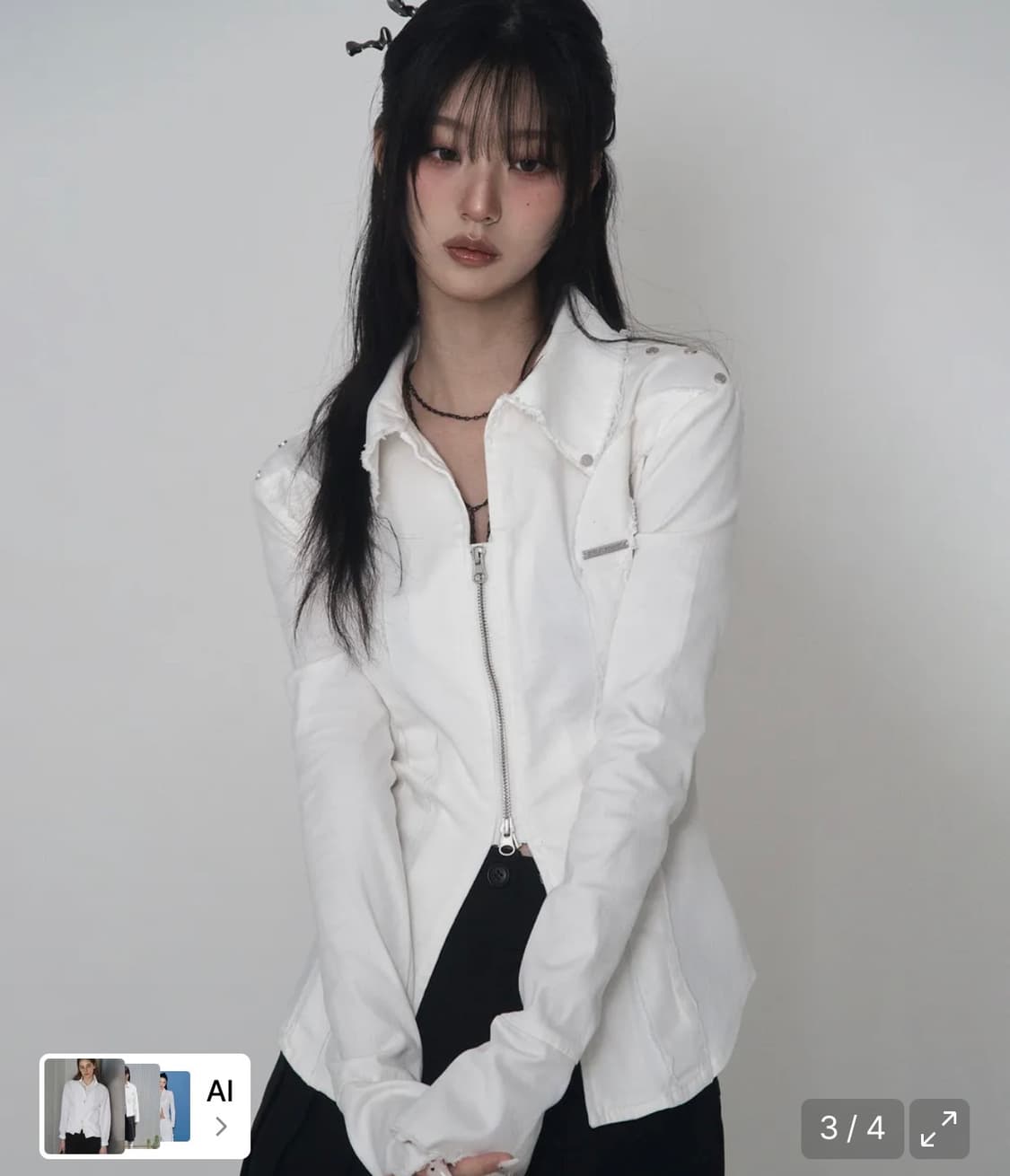 [에트오소매] 데미지 아일렛 코르셋 자켓-화이트 상품이미지1