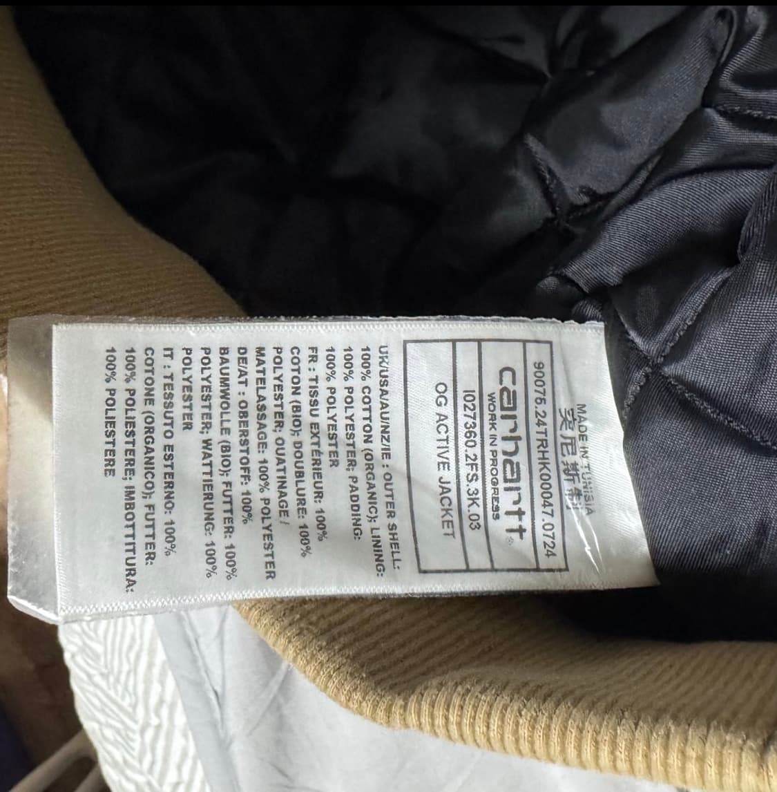 칼하트 wip 디어본 캔버스 OG 액티브자켓 피넛 에이지드 캔버스 (윈터 상품이미지3