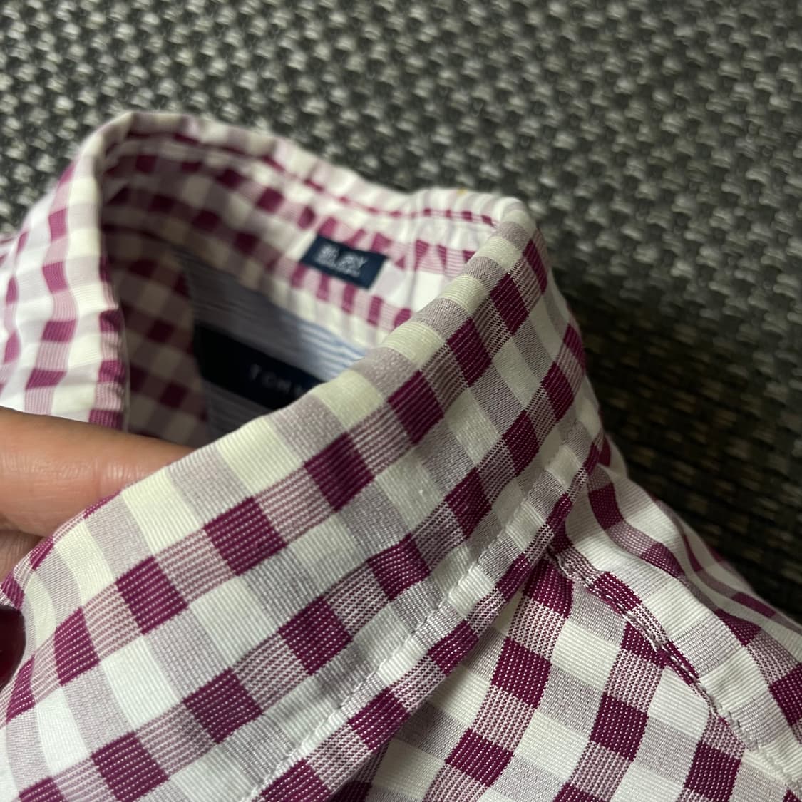 타미힐피거 퍼플핑크 체크 커스텀핏 긴팔 셔츠 L 상품이미지5