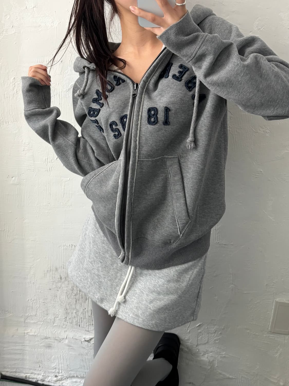 Abercrombie 아베크롬비 그레이컬러 로고 후드집업 상품이미지6