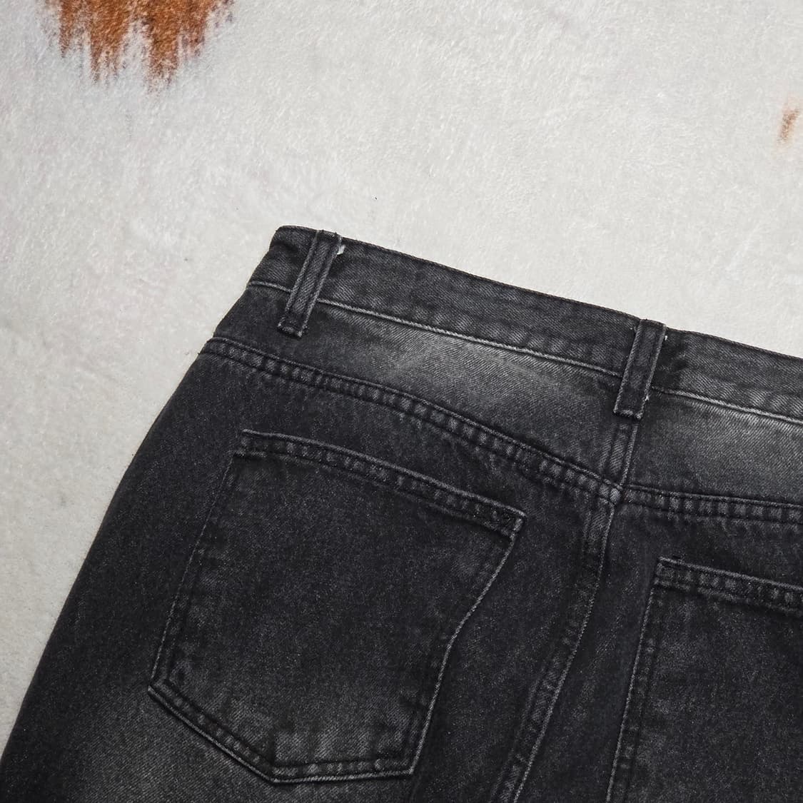 빈티지 흑청 워싱 데님 와이드 팬츠 상품이미지5