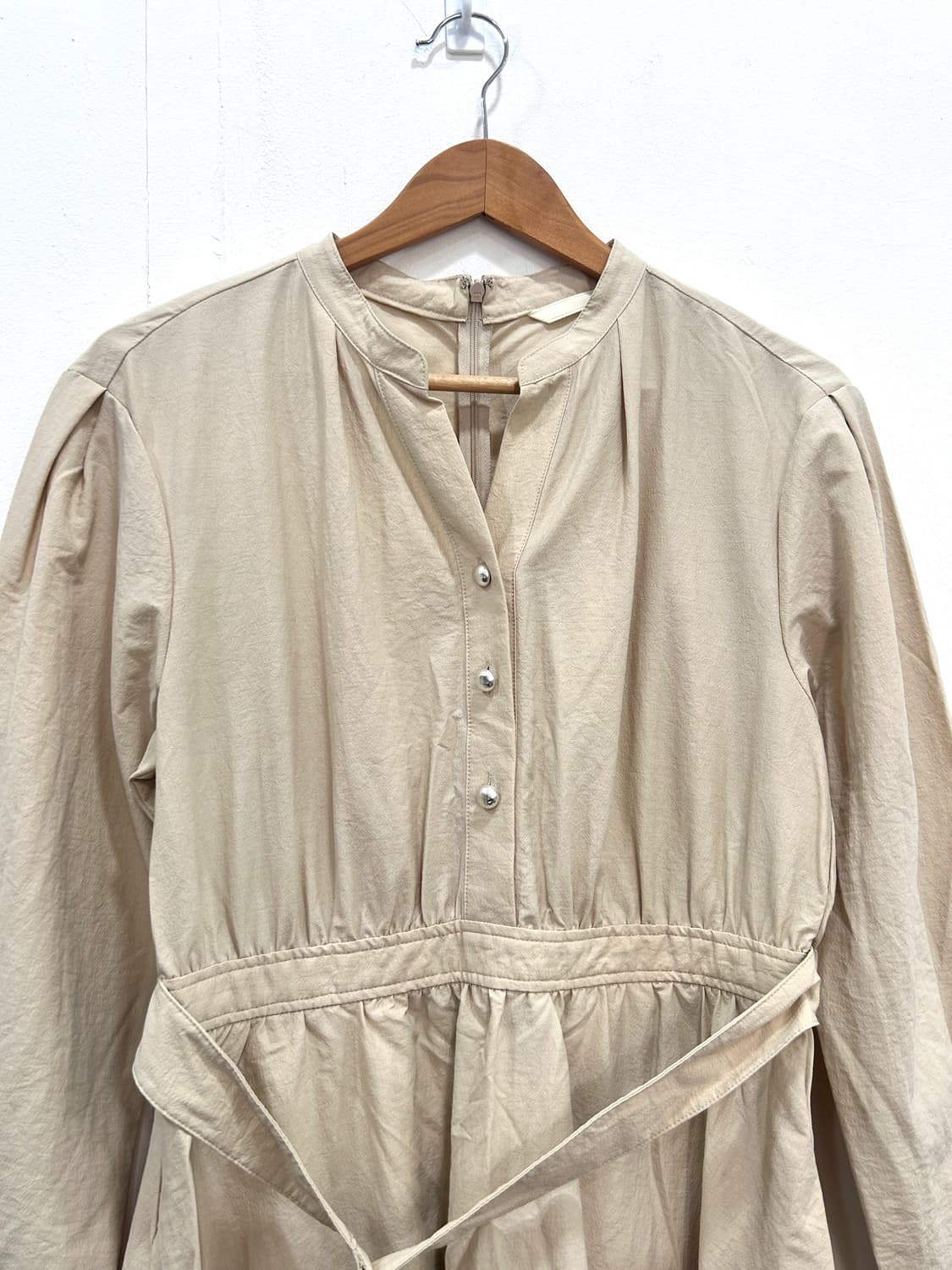 지컷 Gcut 바스락 벨티드 롱 원피스 플레어 베이지 M 상품이미지2