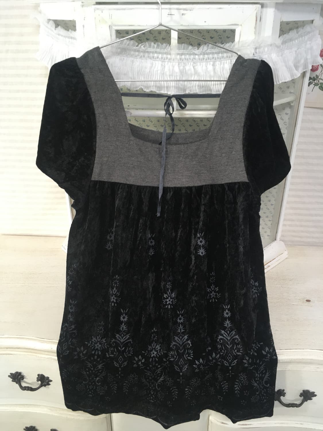 jpn vintage black antique velour blouse 상품이미지8