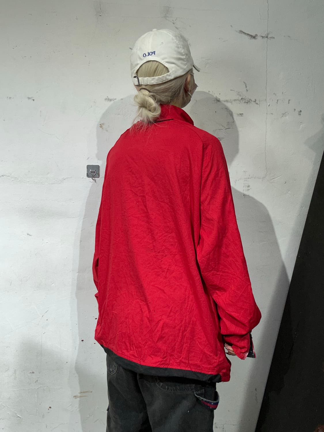 푸마 레드 오버핏 바람막이 자켓 XL 상품이미지3