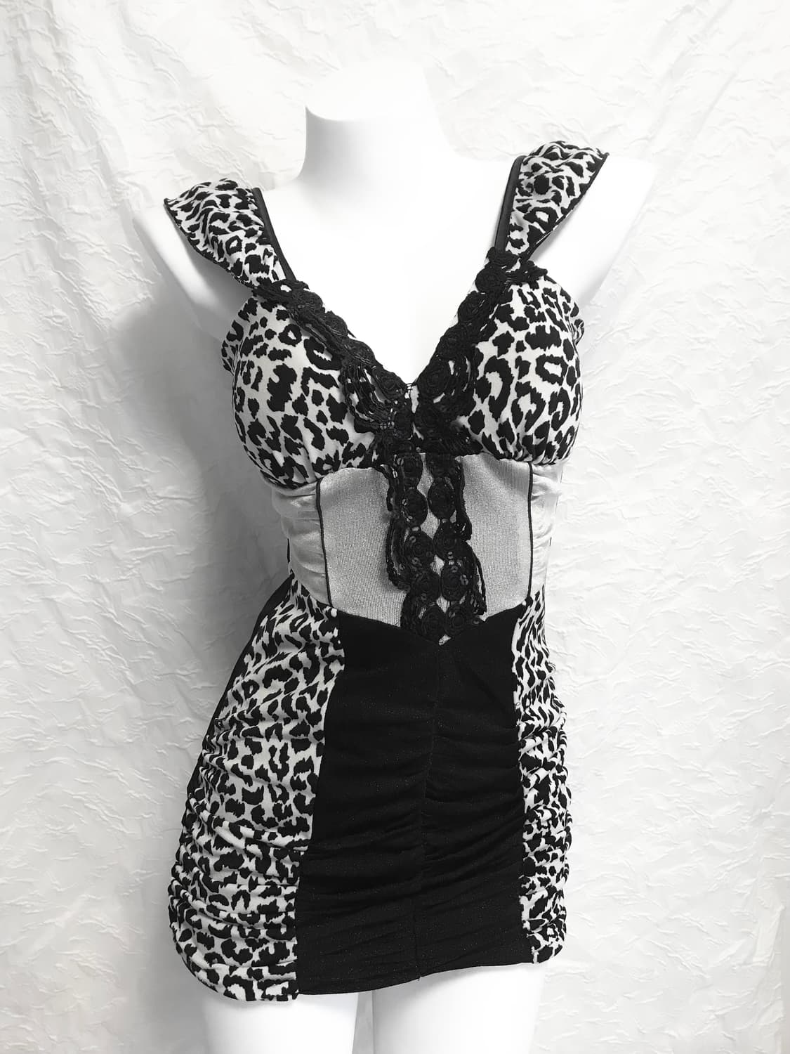 빈티지 갸루 레오파드 코르셋 셔링 원피스 상품이미지2