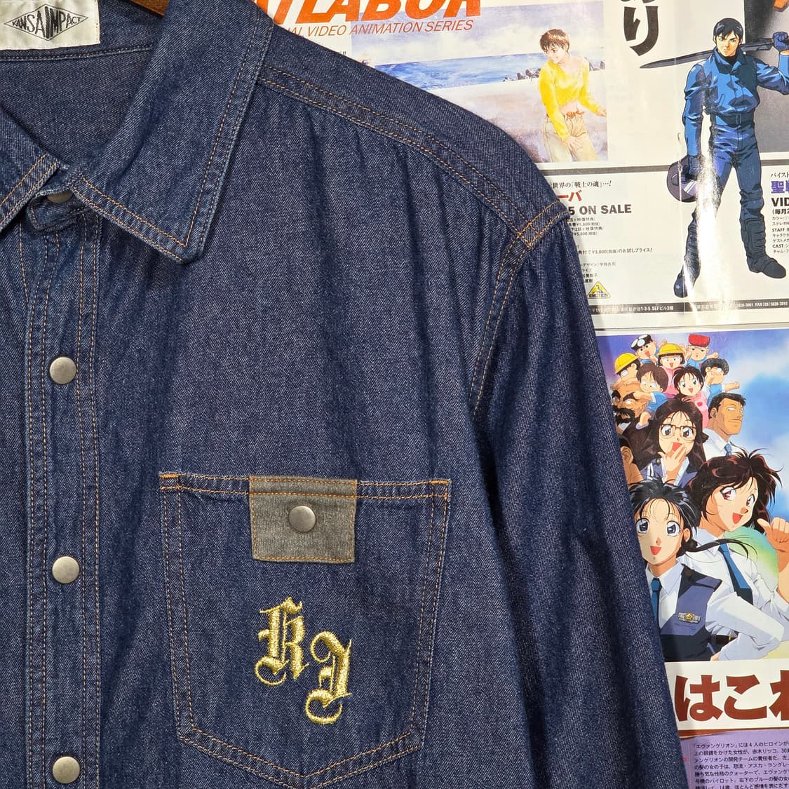 JPN 올드스쿨 빈티지 레터링 데님 셔츠 상품이미지3
