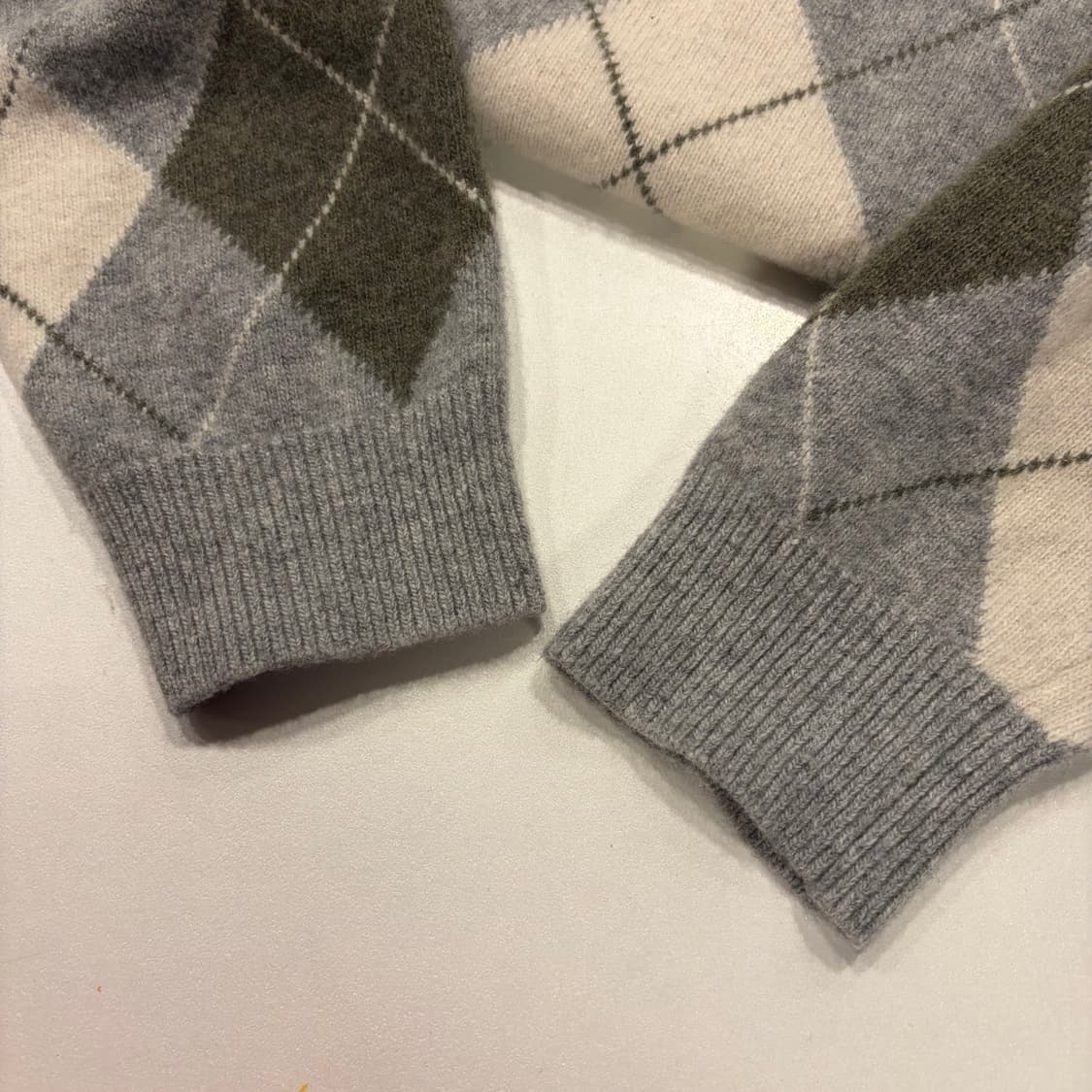 [XL] 라코스테 울 캐시미어 아가일 패턴 니트 베이지 D261 상품이미지6