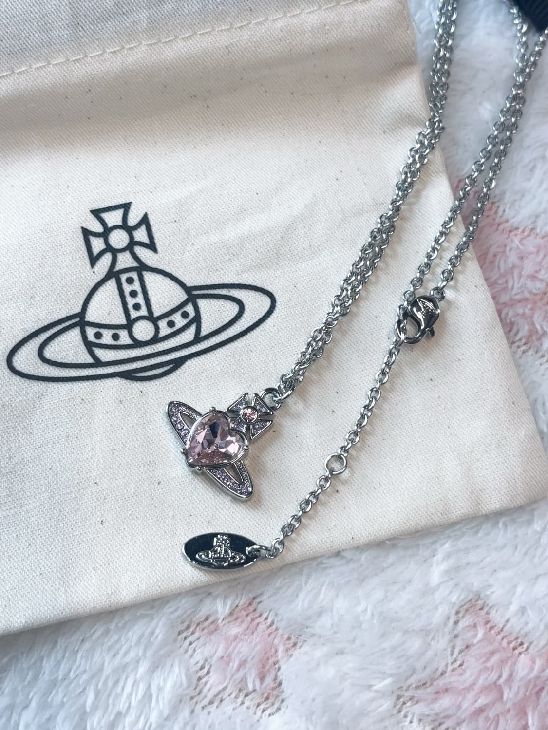 비비안웨스트우드 목걸이 아리엘라 크리스탈 핑크 실버 목걸이 상품이미지4