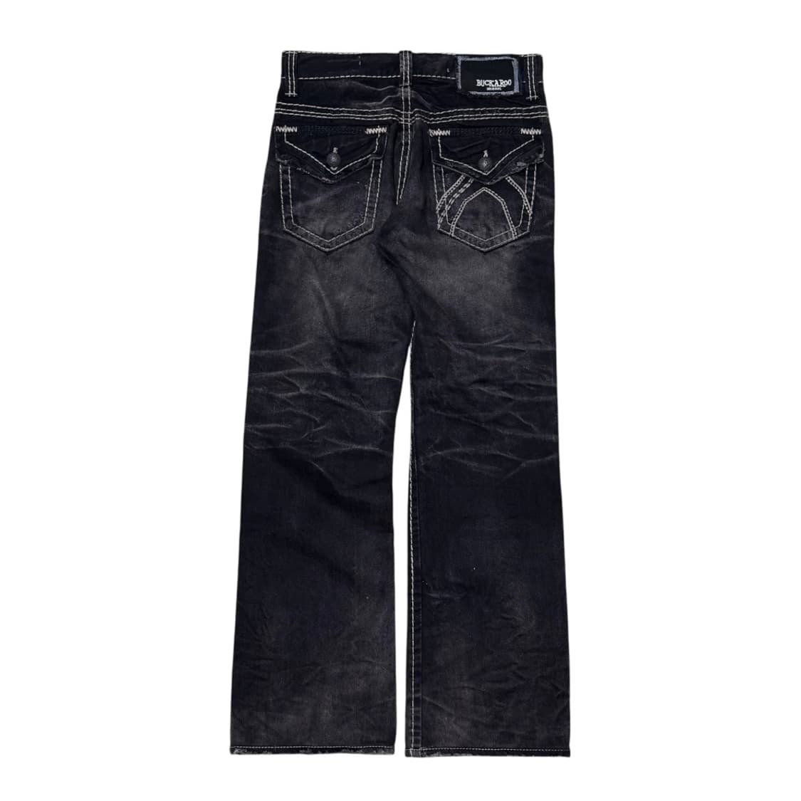 버커루 흑청 스티치 고딕 디테일 데님팬츠 상품이미지4