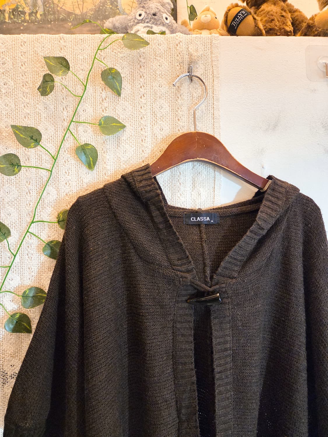 코코아 후드 케이프 가디건 상품이미지2