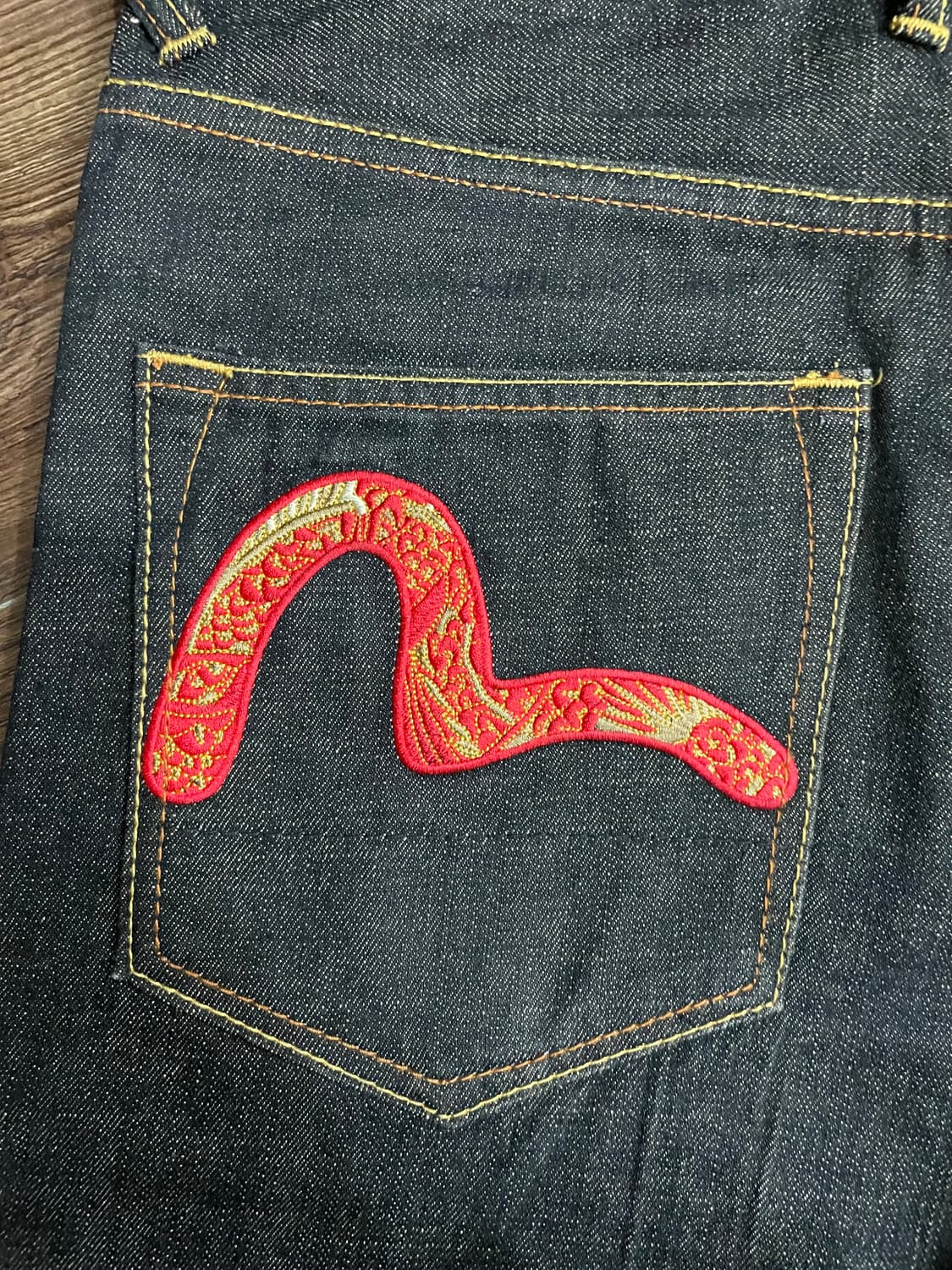 에비수 재팬 용자수 레드 드래곤 자수 데님 팬츠 상품이미지8