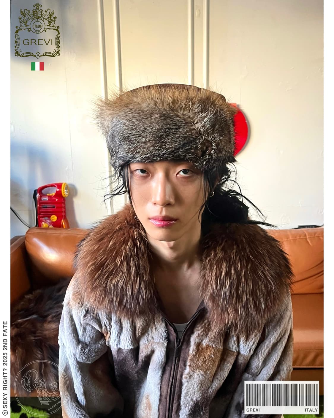 Grevi Itlian Real Fox Fur Leather Hat 상품이미지1