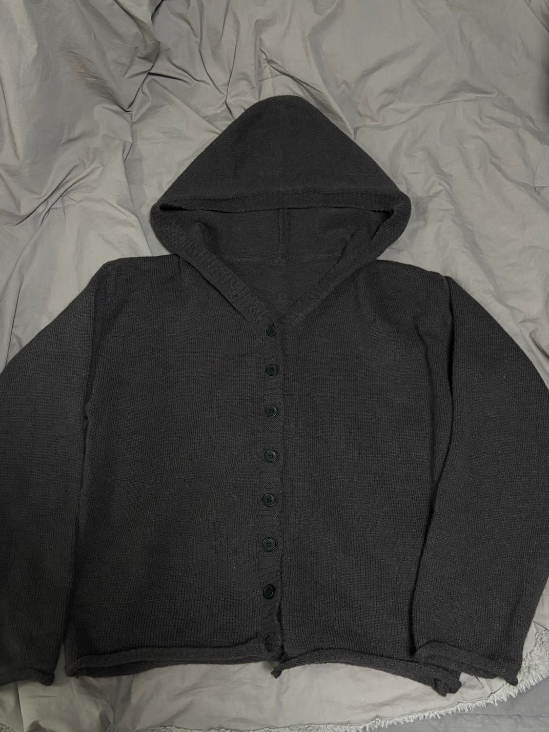 빈티지 니트 후드 가디건 브라운 모리걸 하구미  상품이미지1