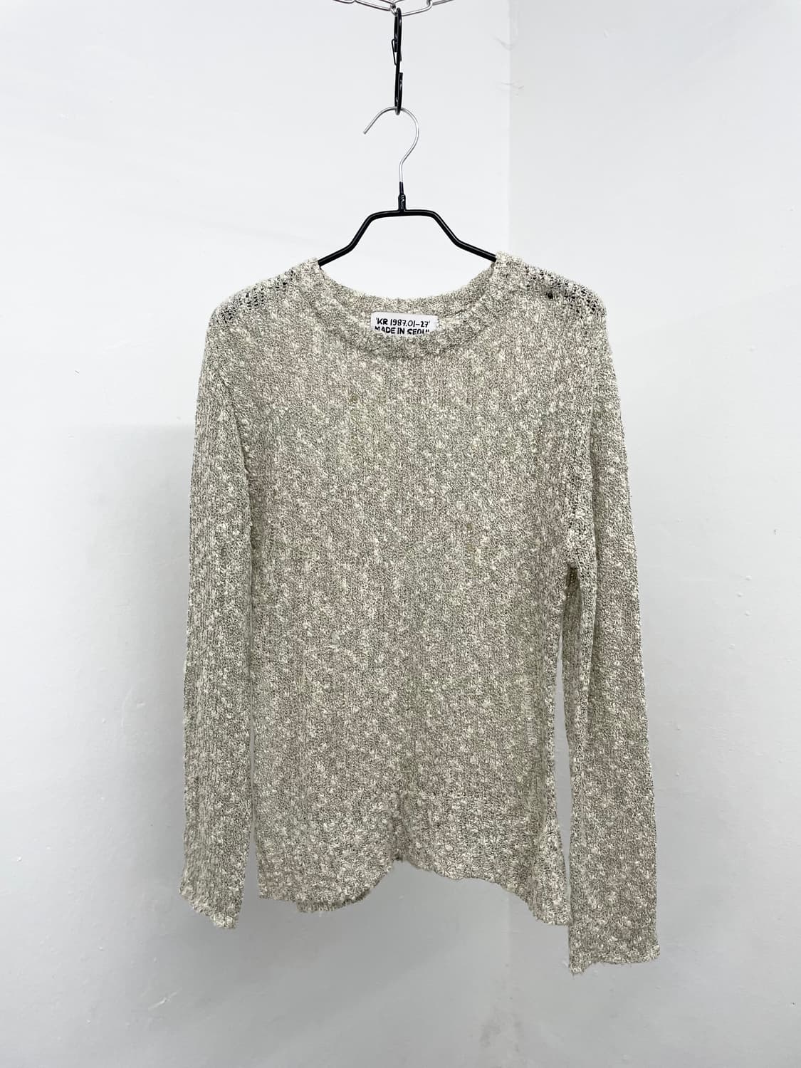 멜란지 데미지 루즈 절개 니트탑 상품이미지6