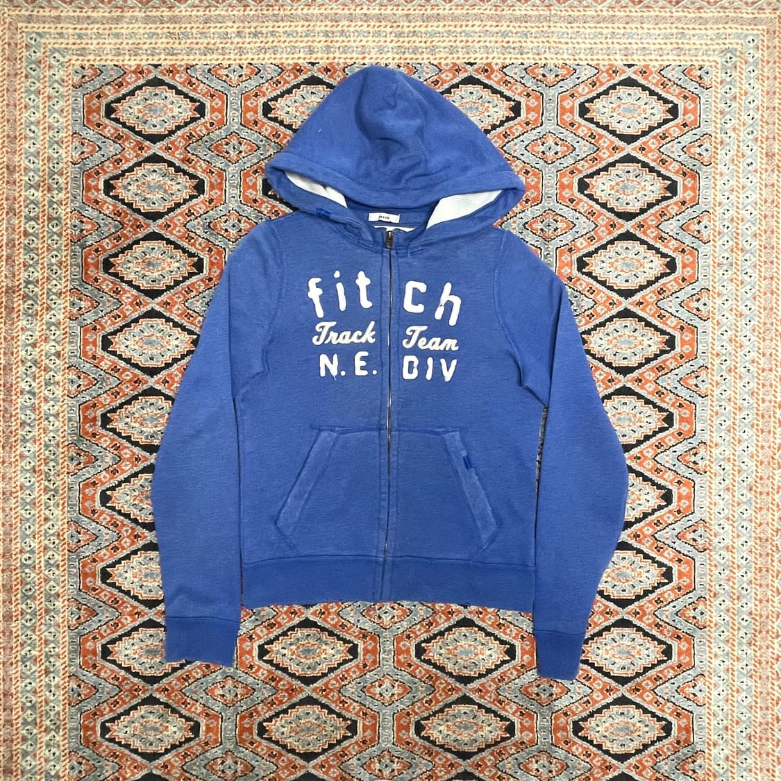 아베크롬비 피치 스펠로고 블루 기모 후드집업 여성S   상품이미지1