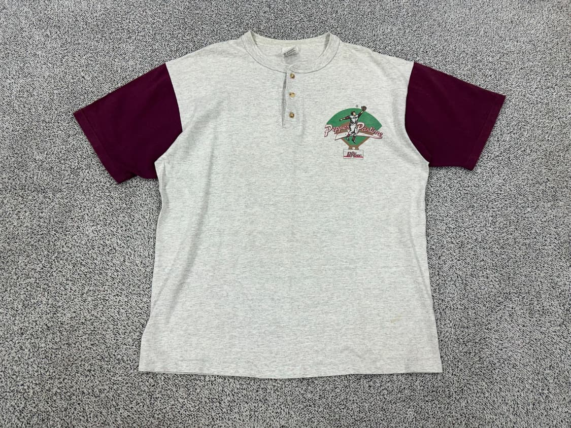 90s COTTON DELUXE USA 싱슬스티치 헨리넥 상품이미지1