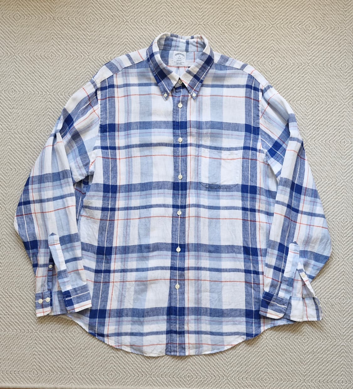 새상품급 브룩스브라더스 린넨 체크셔츠 XL  상품이미지2