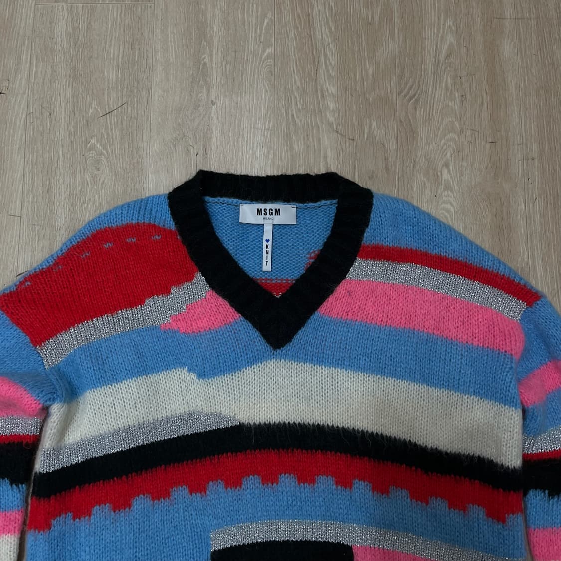 MSGM 멀티컬러 스트라이프 브이넥 니트 스웨터 S 상품이미지2