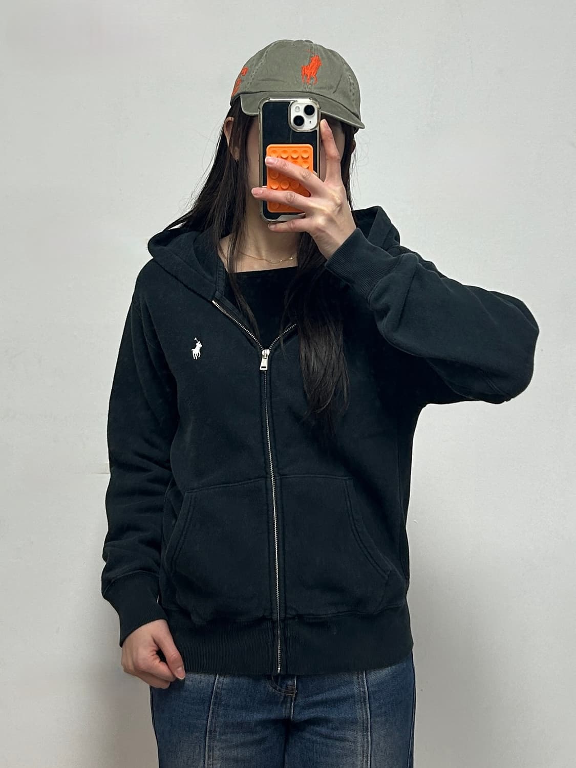 폴로 랄프로렌 신형QR 포니로고 블랙 후드집업 상품이미지1