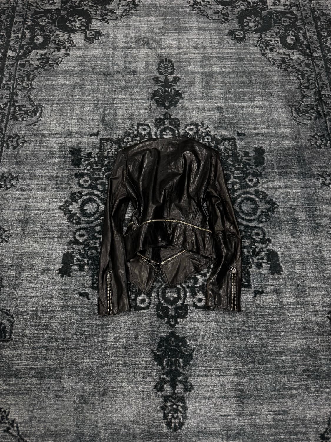 Unknown asymmetry zipper lamb skin jacke 상품이미지7