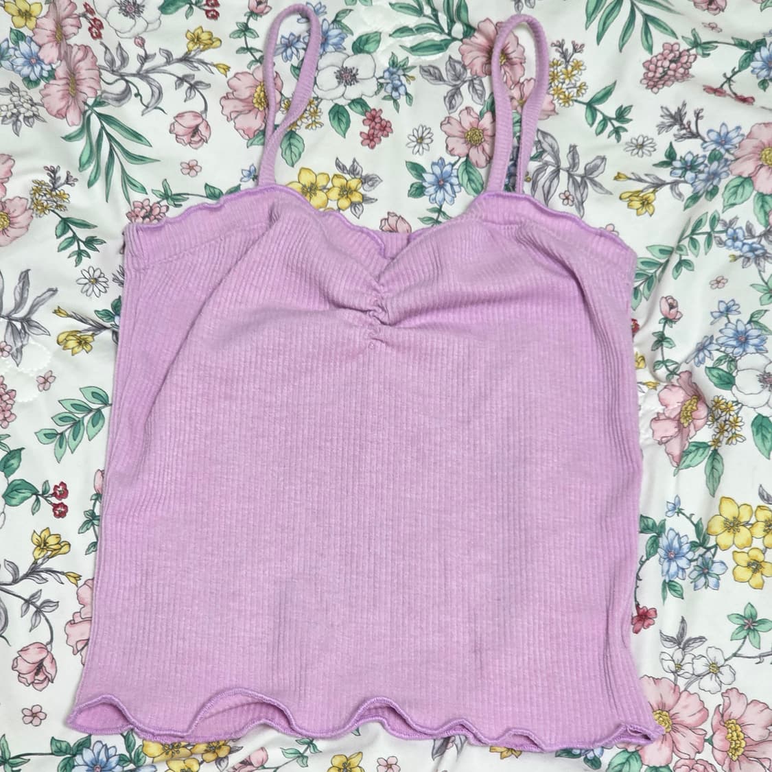 3000원 빈티지 가슴 연보라색 셔링 히메갸루 y2k 슬리브리스 상품이미지1