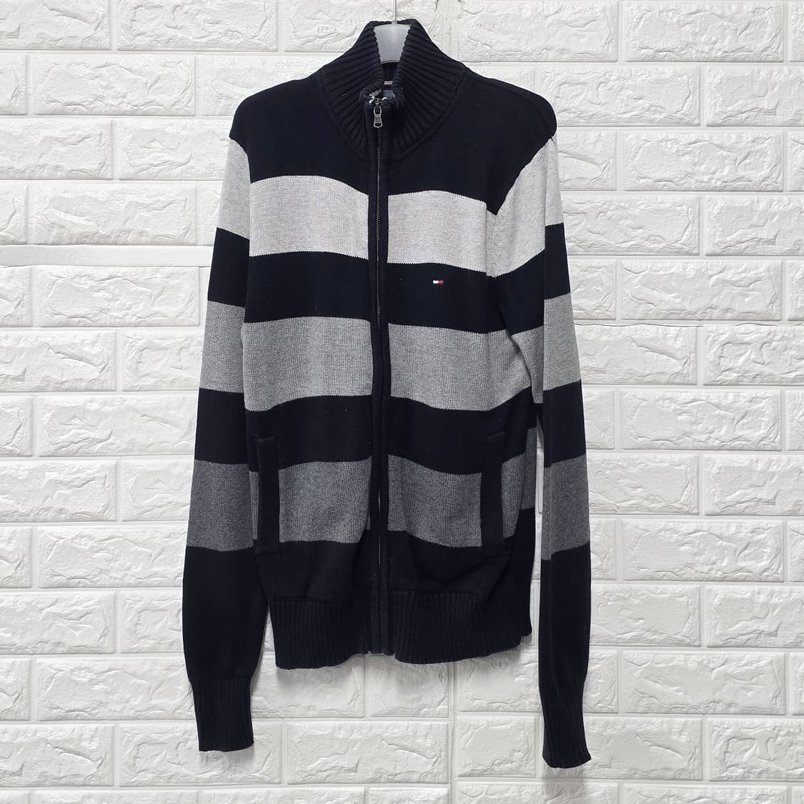 타미힐피거 남성 스트라이프 니트 집업 S fda 상품이미지1