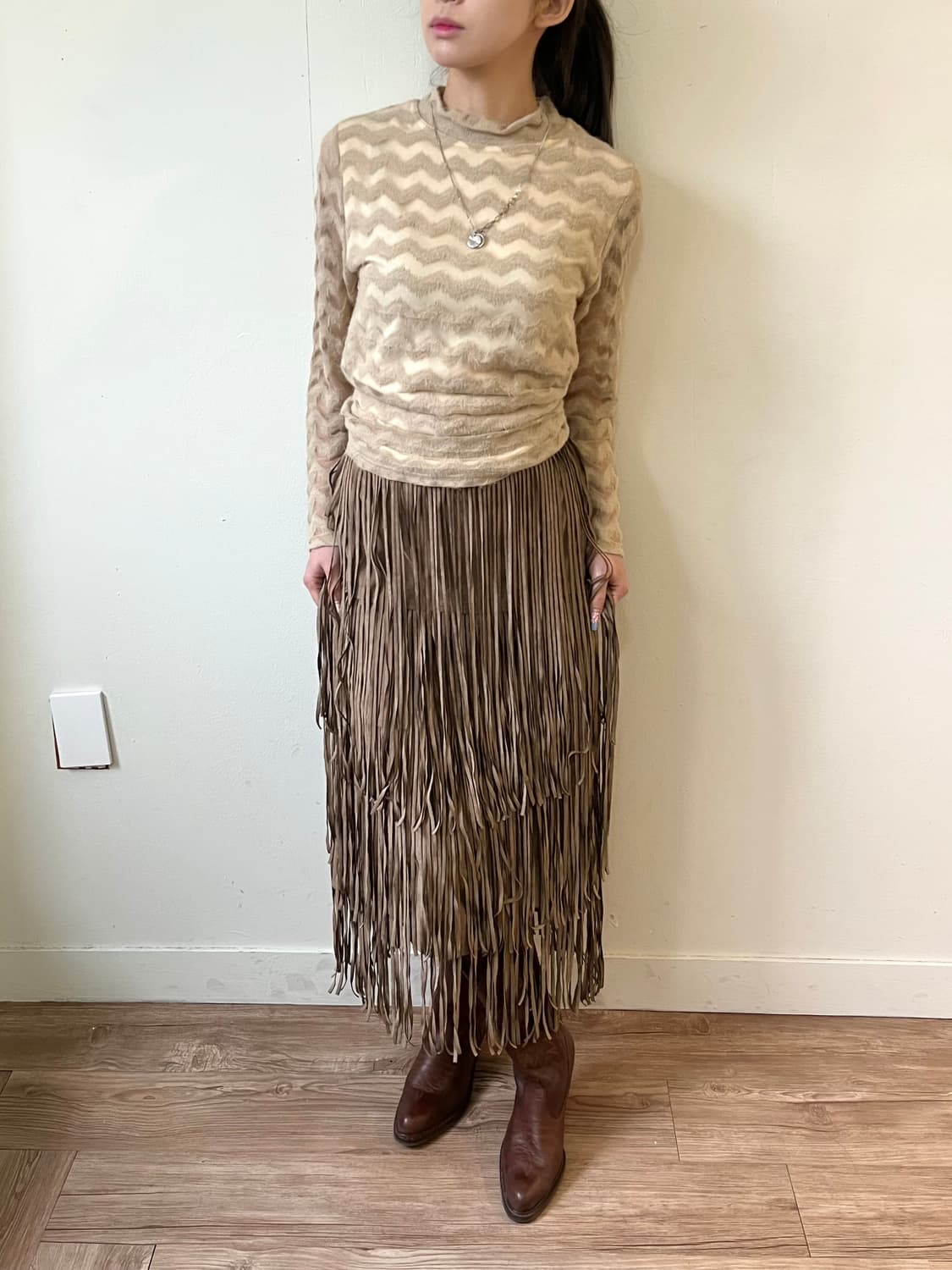 Vtg 보헤미안 프린지 스커트 상품이미지6