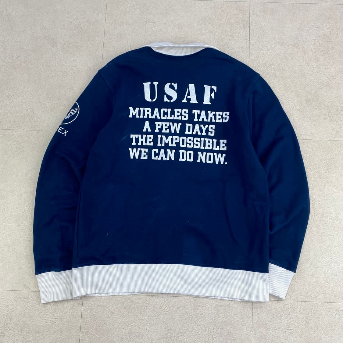 아비렉스 스펠아웃 빅로고 네이비 배색 코튼 집업 (105) 상품이미지3