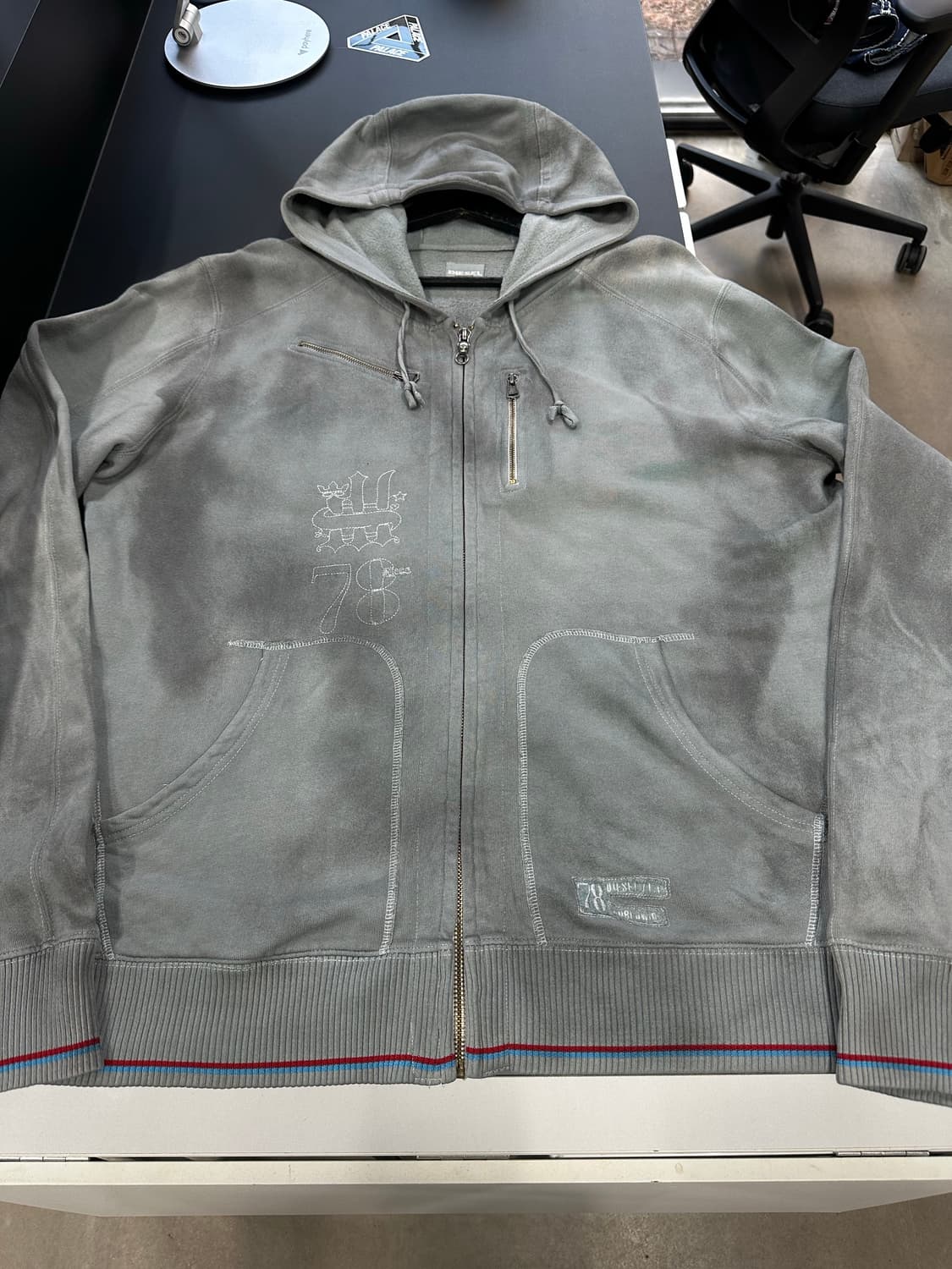 디젤 그런지 페이딩워시드 참 후드집업 상품이미지6