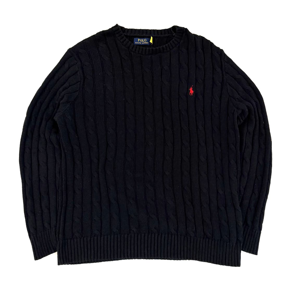 최신형) 폴로 랄프로렌 꽈배기 케이블 니트 블랙 상품이미지1