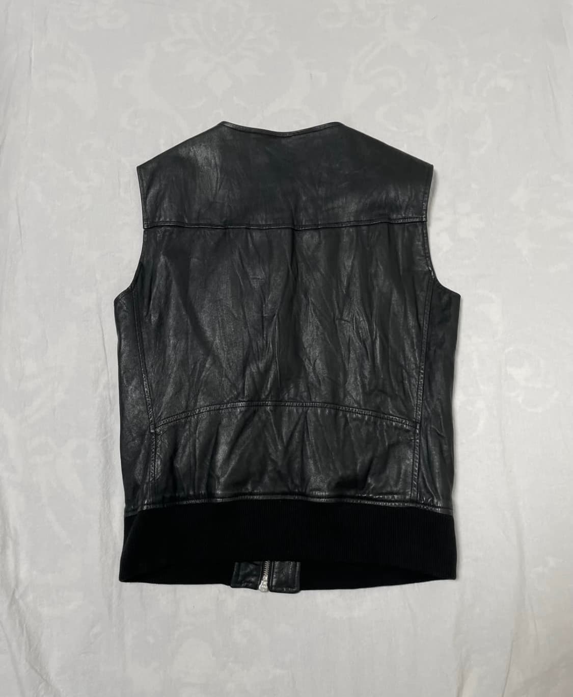 None Skull Diagonal Zip Leather Vest 상품이미지2