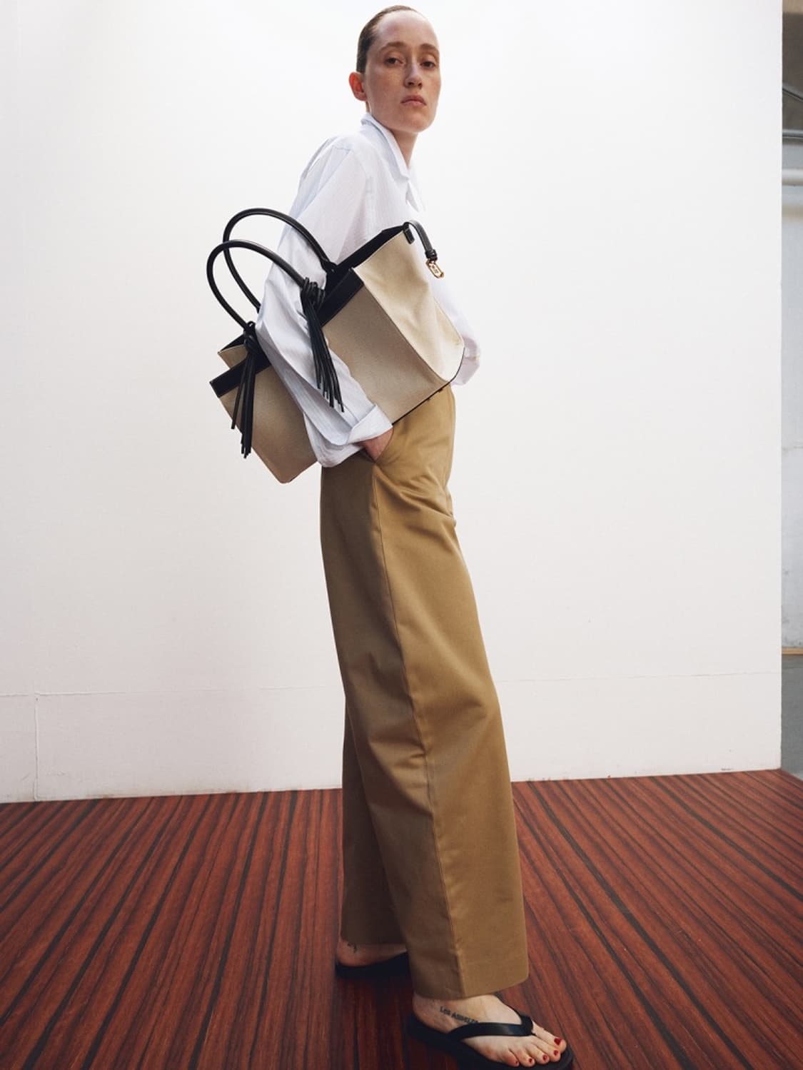 렉토 이비자 캔버스 라지 토드백 에크루 상품이미지2