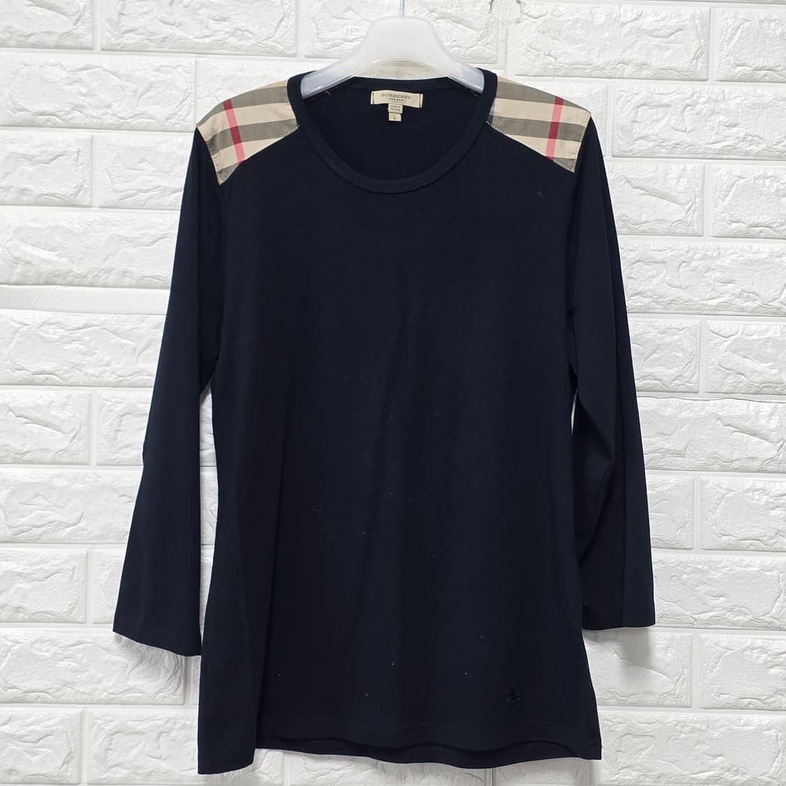 버버리 여성 블랙 L사이즈 코튼 티셔츠 상품이미지1