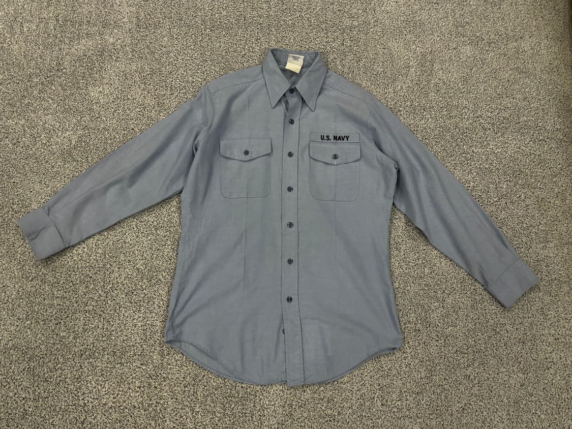 US NAVY 미해군 유틸리티 샴브레이셔츠 상품이미지1
