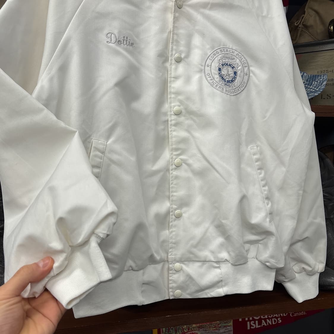 80s 하트웰 코튼 바시티자켓 캘리포니아 롱비치 폴리스 패치 N776 상품이미지4