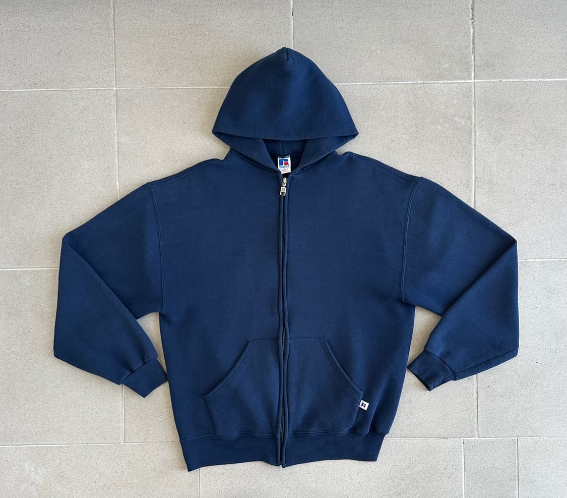 90s 빈티지 러셀 후드집업 네이비 L 상품이미지1