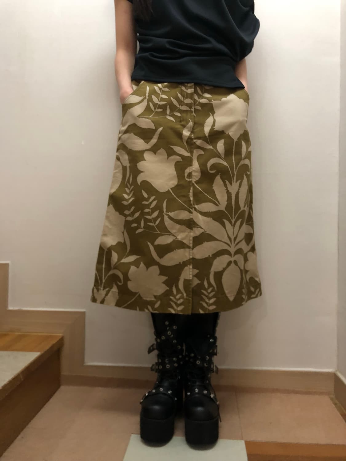 빈티지 프라다 오리엔탈 미디 스커트 상품이미지1