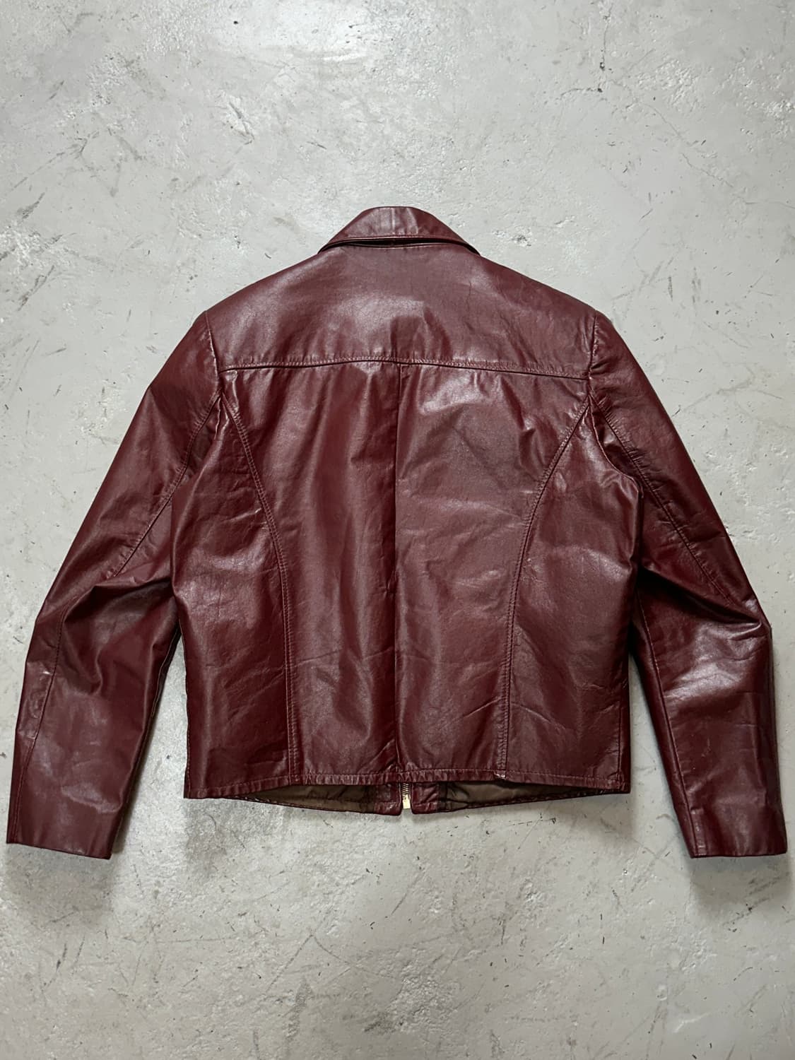 80’s 빈티지 시어스 버건디 크롭 레더자켓 파이트 클럽 상품이미지5