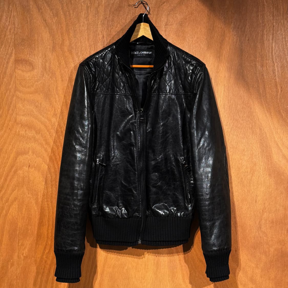 백화점판)돌체앤가바나 헤비 고트레더 봄버 자켓 50 L 염소가죽 상품이미지1