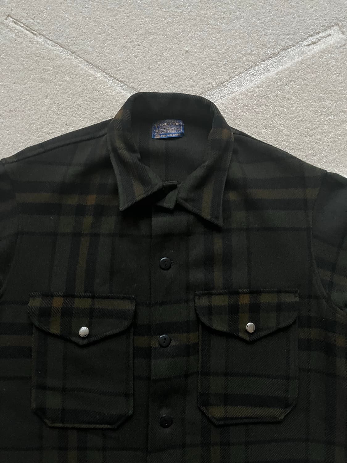 80s 펜들턴 다크 플래드 버진 울 CPO 자켓 (103-105) 상품이미지4