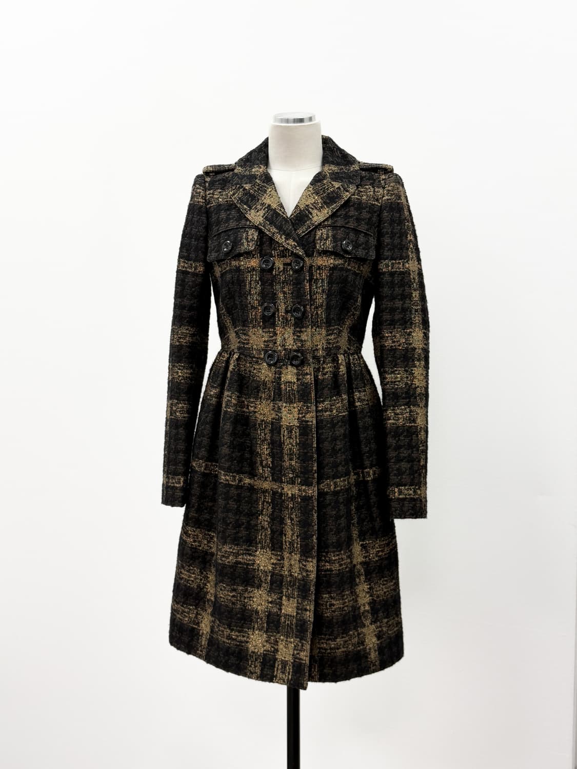 버버리 런던 골드 메탈릭 트위드 코트 상품이미지1