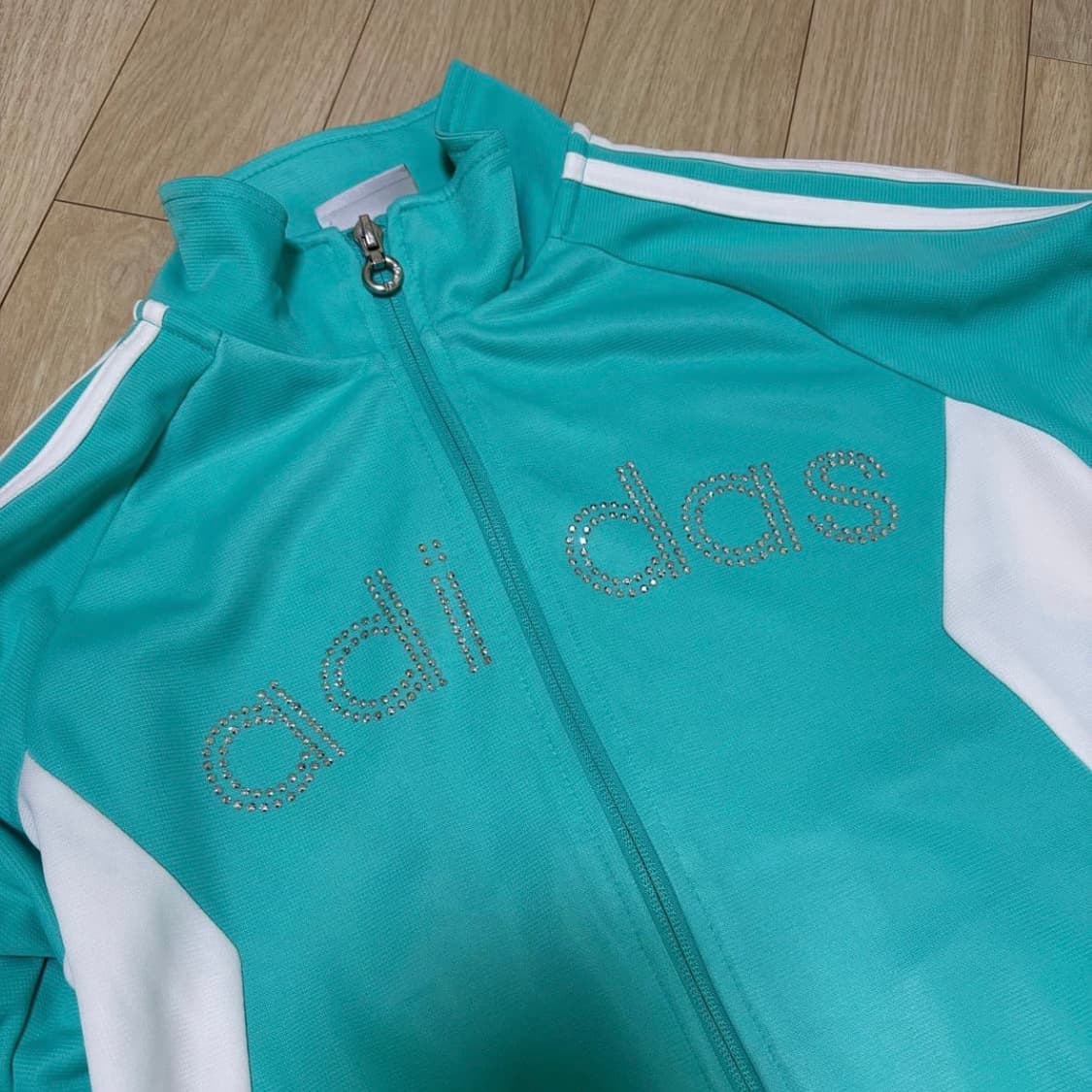[희귀] 아디다스 고전  민트 큐빅 로고 져지 집업 자켓 트랙탑 상품이미지2