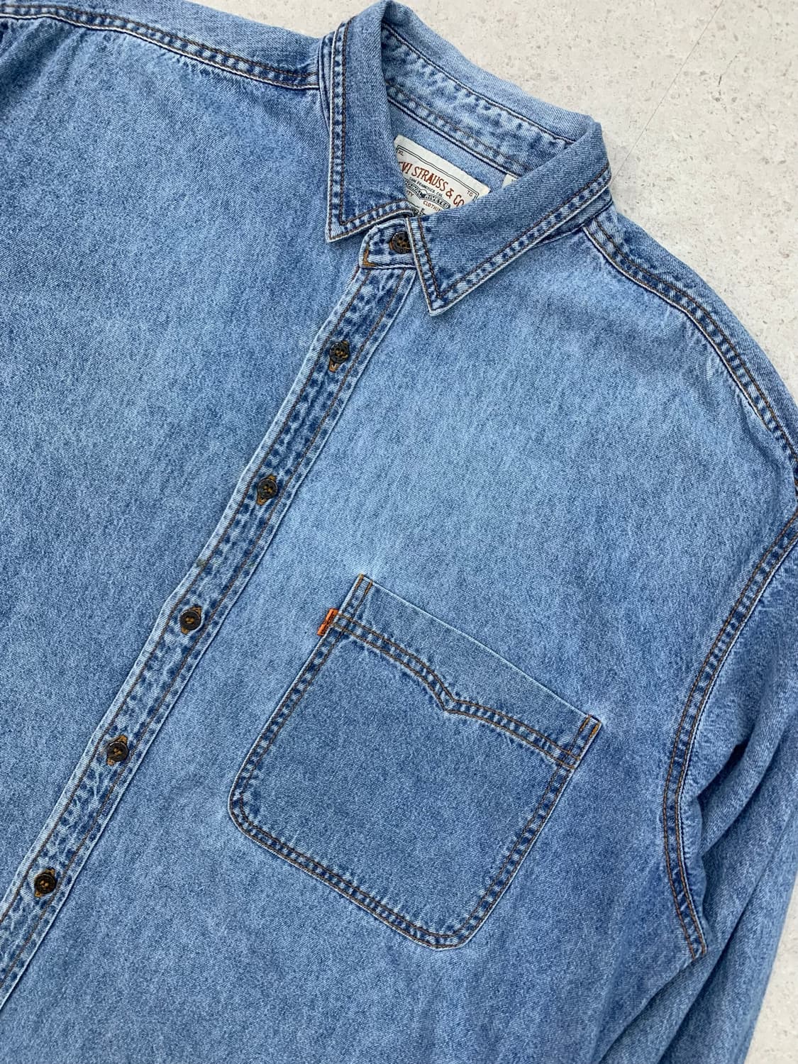 Levis 90s 리바이스 오렌지탭 싱글포켓 데님셔츠 상품이미지2