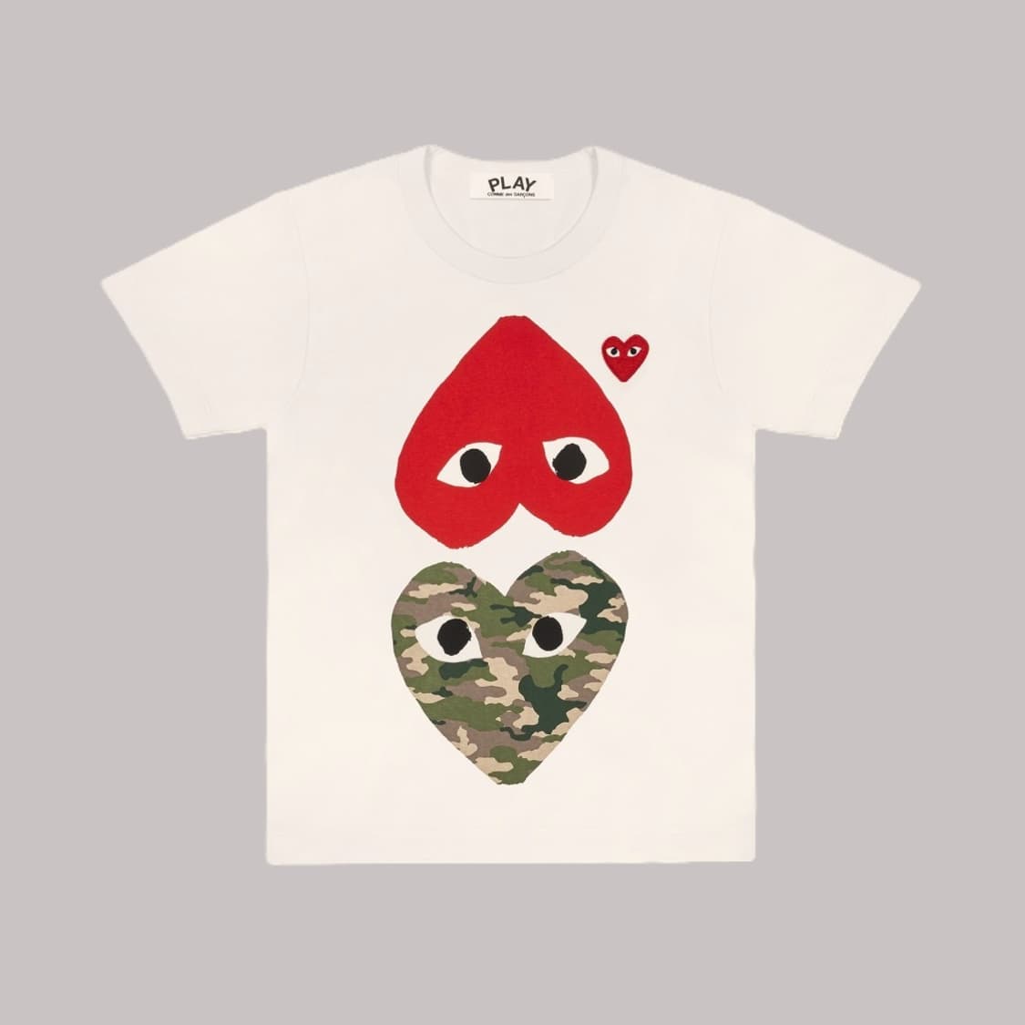 L 꼼데가르송 우먼스 더블 카모 하트 반팔티 상품이미지1