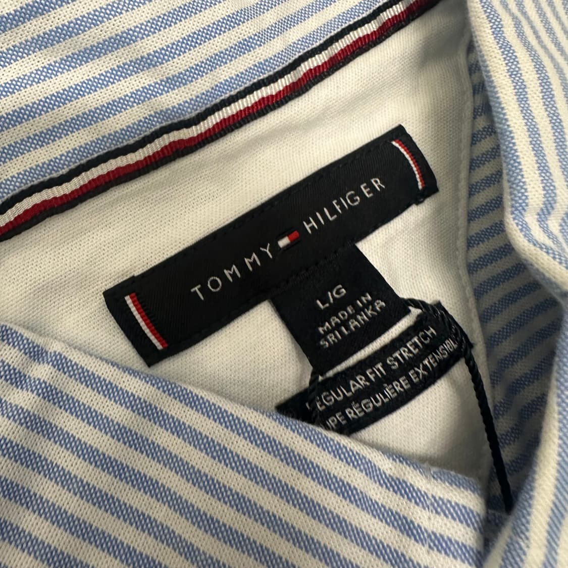 [새상품] 타미힐피거 스트라이프 반팔 셔츠 하늘색 L 상품이미지3