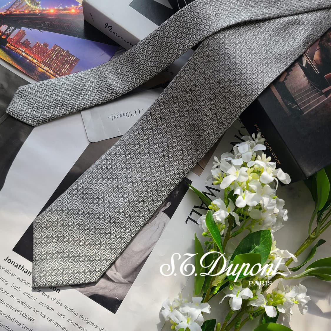 에스.티. 듀퐁 실크 패턴 넥타이 7.9cm 새제품 E707
 상품이미지2