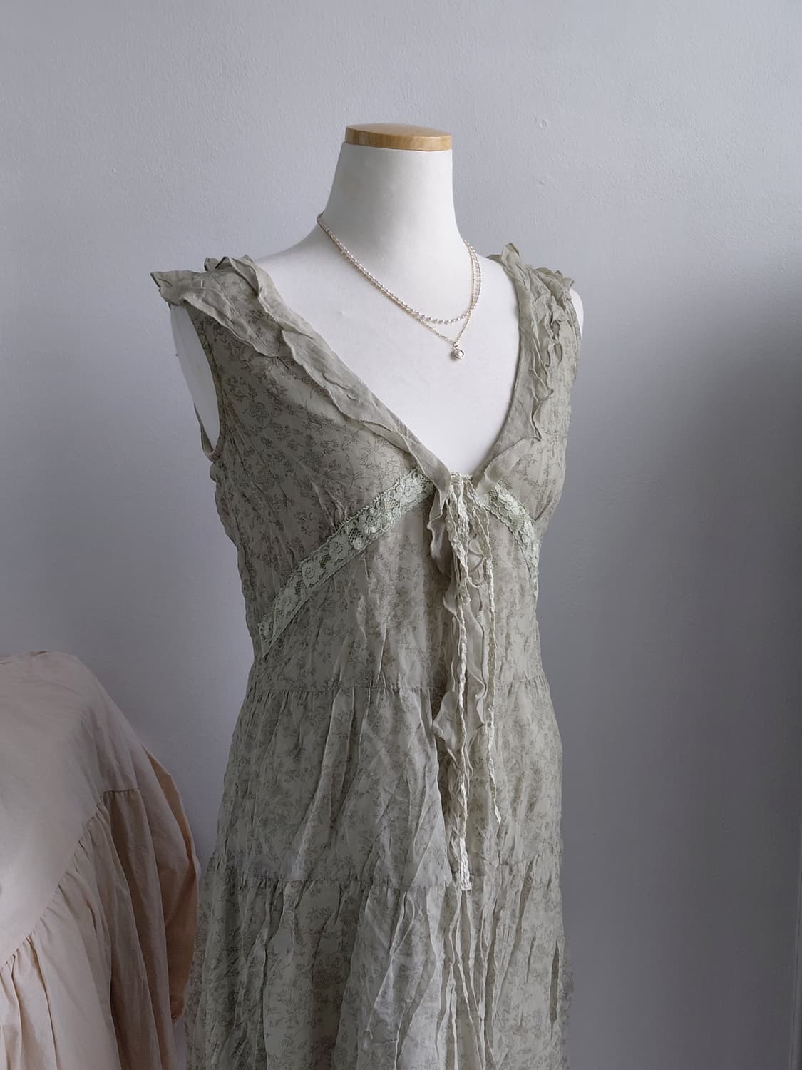 [빈티지] 모리걸 빈티지 플라워 쉬폰 롱 원피스 요정룩 상품이미지1