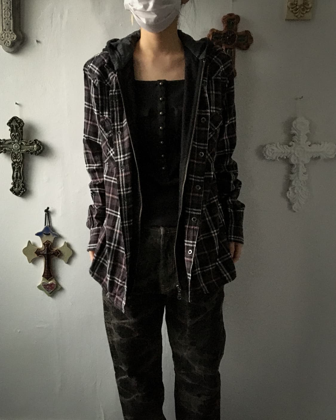 Hood layered check pattern shirt 상품이미지9