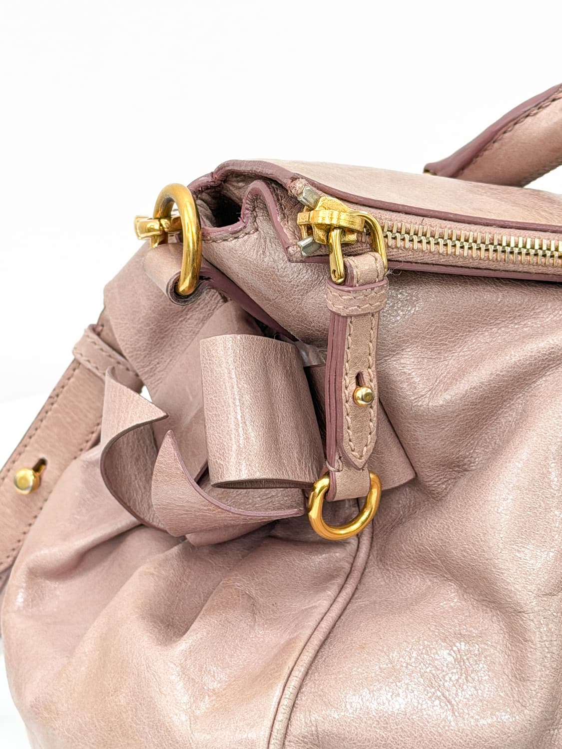 미우미우 비텔로 샤인 더스티 핑크 리본 2WAY 백 상품이미지5